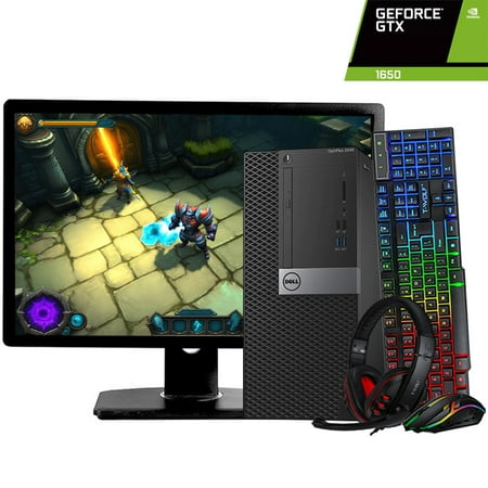 Dell OptiPlex 3040 Gaming Tower Intel Core i5-6th Gen 16GB RAM 1TB HDD NVIDIA GeForce GTX 1050 T-Wolf RGB Keyboard and Mouse Gaming Set 22" LCD Wi-Fi Windows 10 Home PC