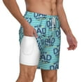thumbnail image 2 of Sigee Best Dad Ever Print Mens Swim Trunks with Compression Liner Quick Dry Swim Stretch Beach Shorts with Pockets,S-3XL, 2 of 7