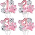 thumbnail image 2 of Animal Let's Pawty Dog Cat Paw globo de aluminio 40 pulgadas número rosa decoración de fiesta de cumpleaños globo Baby Shower, 2 of 5