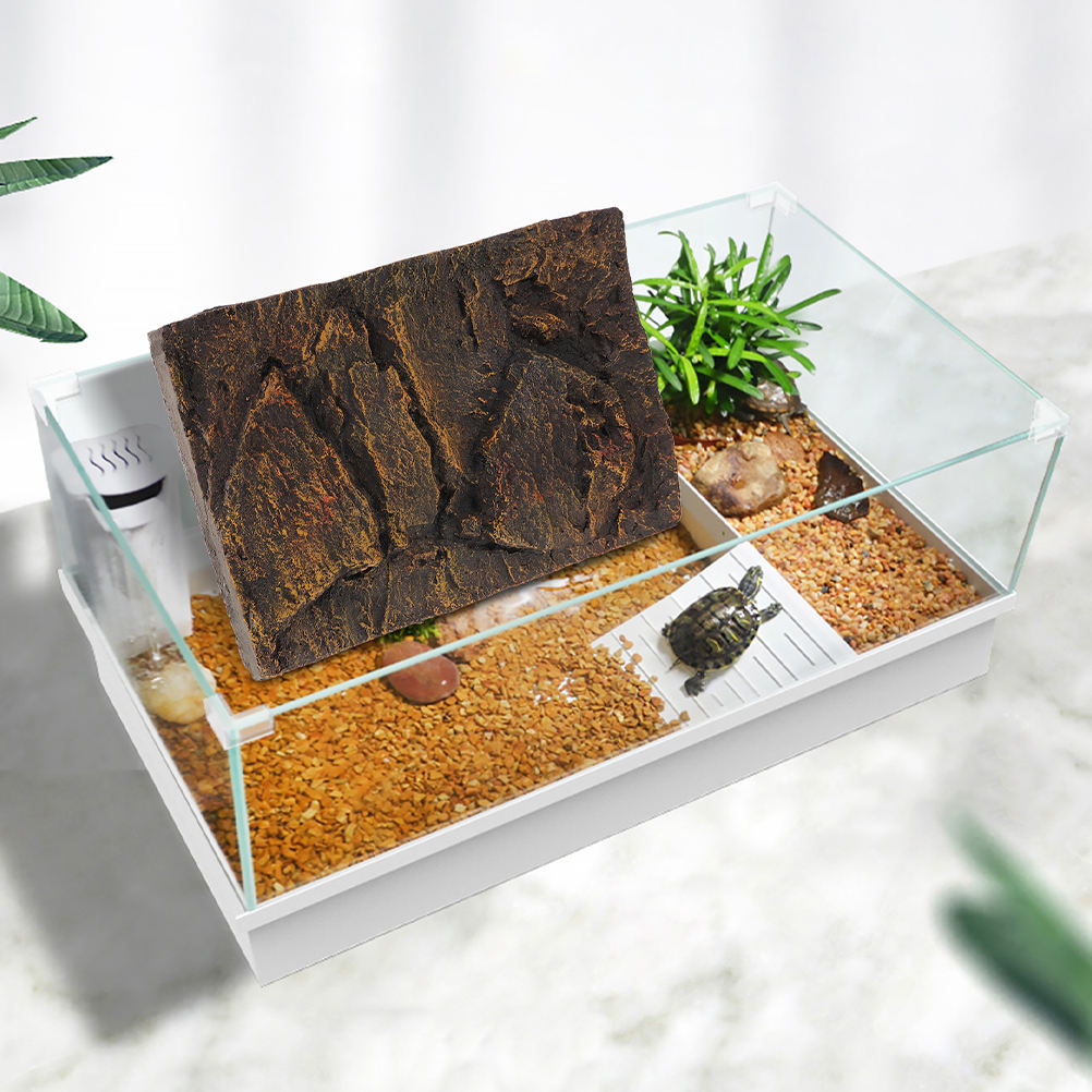 Tineasur 2-Pack Multi PU Turtle Tank Background Boards for Aquatic Turtle Habitats and Reptile Terrariums