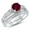 thumbnail image 3 of LaRaso & Co His & Her Wedding Engagement Ring Set Ruby Red Silver Black Unique Rings 6 12, 3 of 6