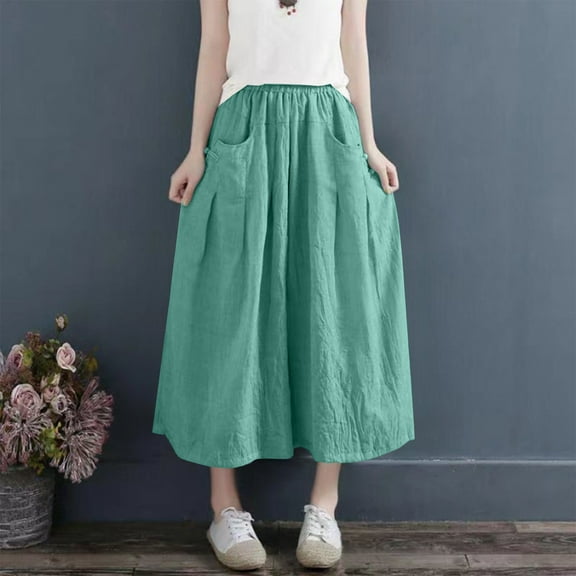 Womens Cotton Linen Loose Capris Wide Leg Casual Culottes Summer Flowy Loungewear Cropped Pants with Pockets Blue XXL