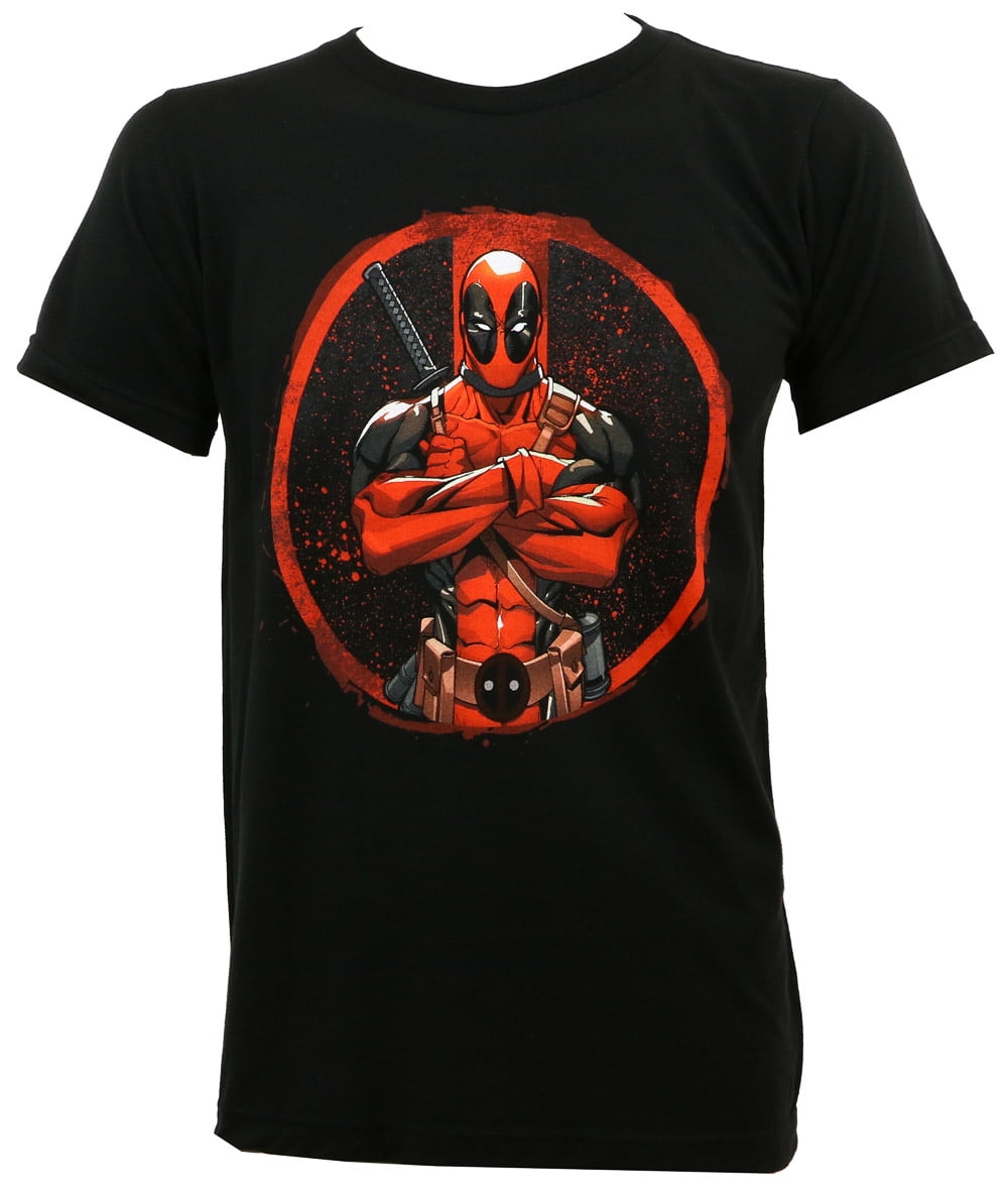 Impact Marvel Comics Men's Deadpool Crossed Slim Fit TShirt Black