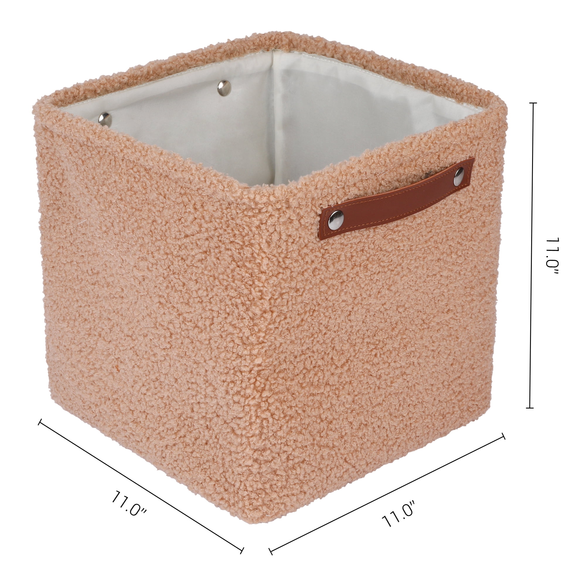 Unique Bargains 3 Packs Collapsible Cotton Storage Bin with Handles Dark Khaki