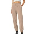 thumbnail image 2 of Gmluru Women's Wide Leg Pants Solid-Color Casual Sporty Style Pocket Elastic Waist Drawstring Comfortable Sweatpants Trousers Business Work Casual Pants Khaki S-2XL, 2 of 9