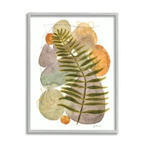 Stupell Industries Abstract Fern & Pebbles Botanical & Floral Painting Gray Framed Art Print Wall Art, 11 x 14