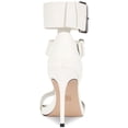 AAJ BY AMINAH Womens Black Mixed Media Padded Bow Accent Yahira Almond Toe Stiletto Buckle Dress Gladiator Sandals Shoes M