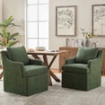thumbnail image 6 of Usaint Upholstered Dining Chairs, Modern Kitchen Chairs Dinner Chairs with 4 Casters, Chenille Armchair for Bedroom Reading Room Living Room,Green, 6 of 14