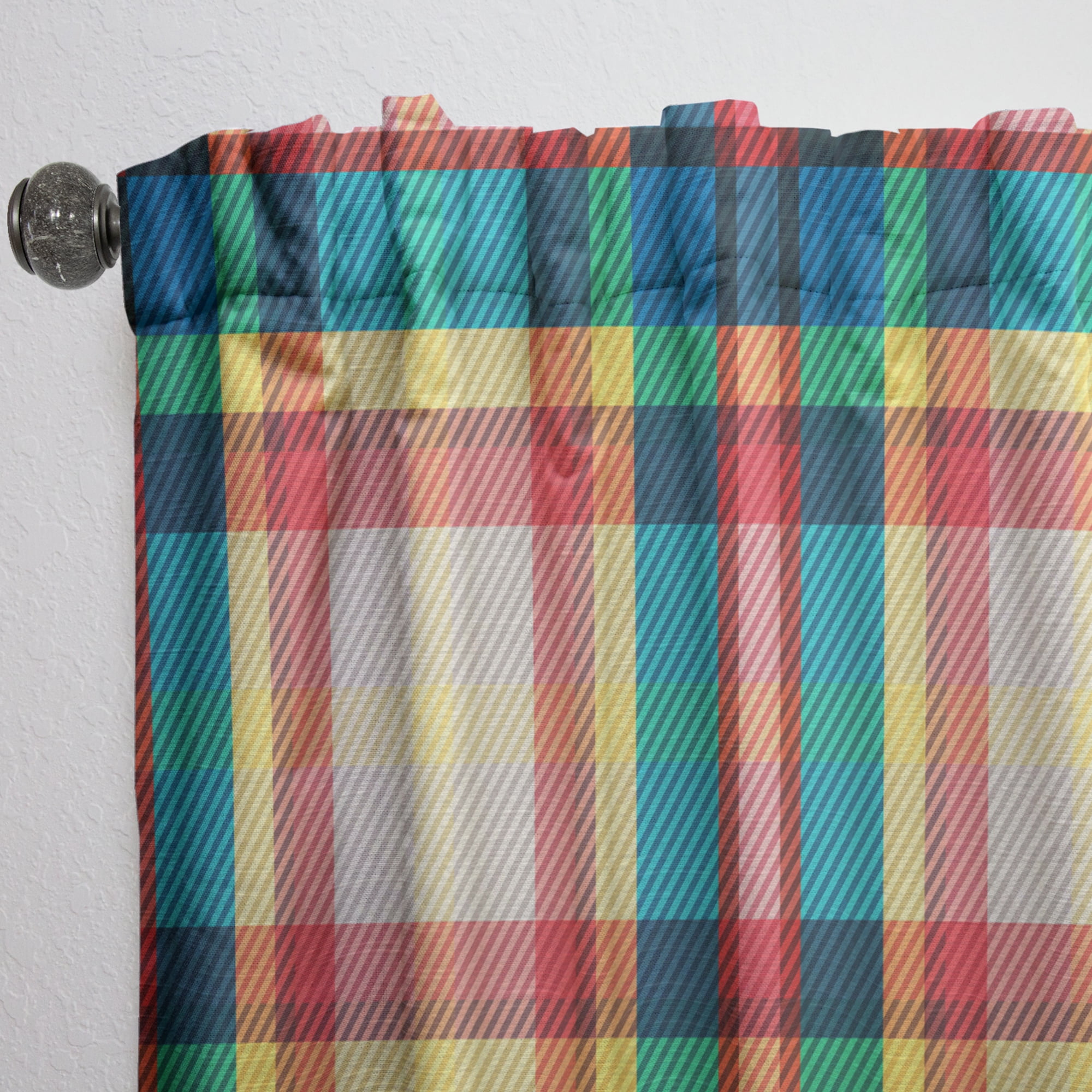 Designart 'Tartan Texture Geometrical Retro III' Mid-Century Modern Curtain Panel
