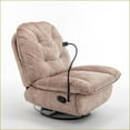 thumbnail image 5 of Recliners | Oversized Swivel Gliding Rocking Chair with Removable Phone Holder | Natural Brown | Gold-Stamped Velvet, 5 of 21