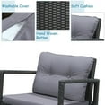 thumbnail image 5 of Barara King 3 Pieces Outdoor Bistro, Wicker Patio Furniture Set Include 2 Rattan Porch Rocking Chairs with Cushions and Coffee Table, for Garden Balcony Backyard Poolside, Gray, 5 of 7