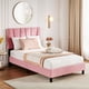 thumbnail image 1 of Yeshouse Marco de cama con cabecera ajustable, moderno marco de cama doble tapizado en lino con plataforma y soporte de listones de madera, no necesita somier, 1 of 6