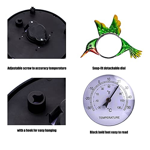 VEWOSTAR Indoor Outdoor Thermometer Hummingbird Waterproof Wall Mounted Thermometer Hanging Decor for Garden
