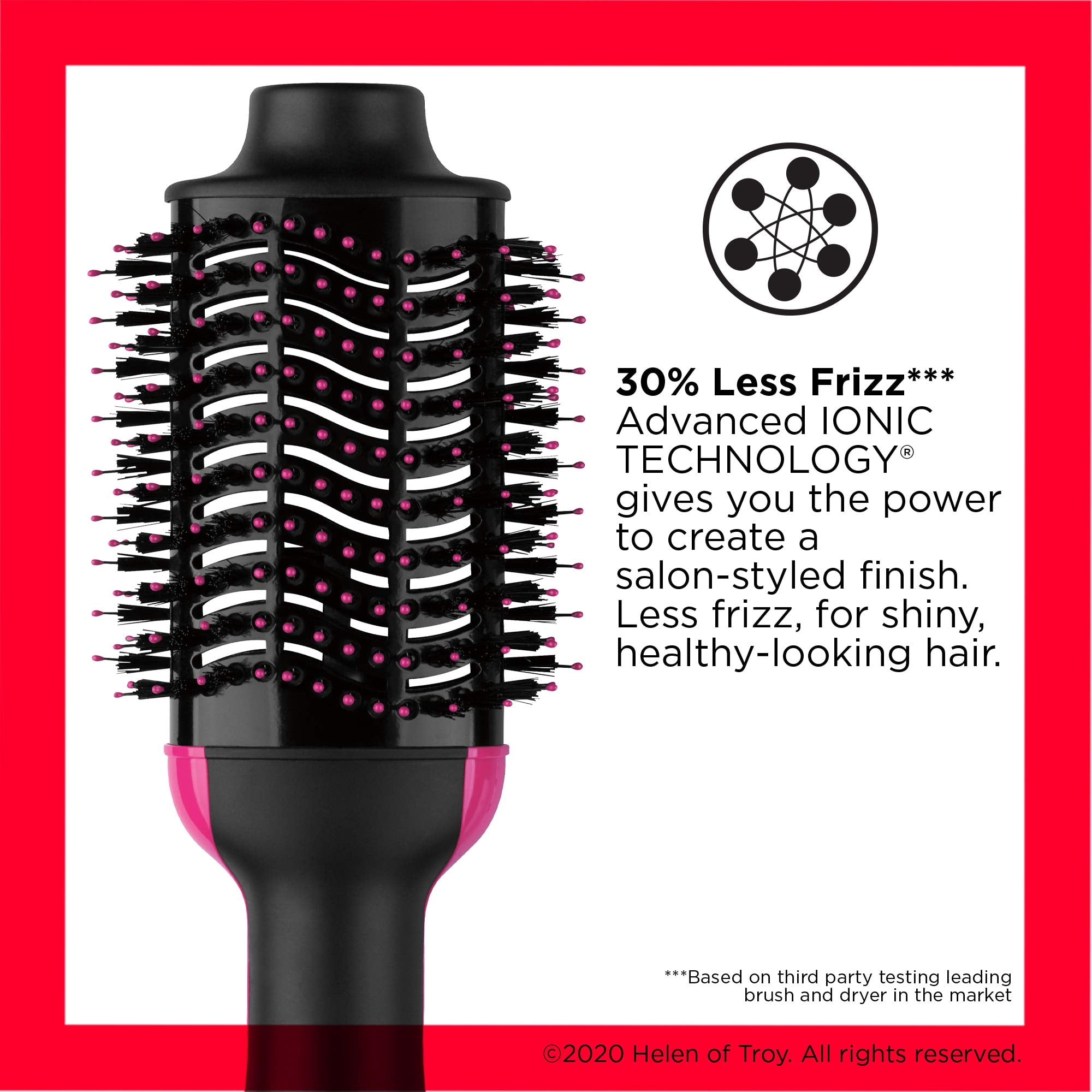 REVLON 3 Heat 2 Speed Pro Collection One-Step Hair Dryer And Volumizer Hot Air Brush 4.25inch Barrel, Black