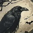 thumbnail image 6 of BANET Spooky Halloween Crow Round Tablecloths for Kitchen Dinning Decor Washable Reusable Creepy Crow and Full Moon Starry Night Halloween Raven Table Cloth Round 46"-50, 6 of 8