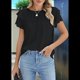 thumbnail image 5 of Blusas Elegantes e Informales para Mujer, Blusas de Trabajo, Camisas de Verano, Trajes de Corta con Cuello Redondo, 2025, Negro, Talla M, 5 of 8