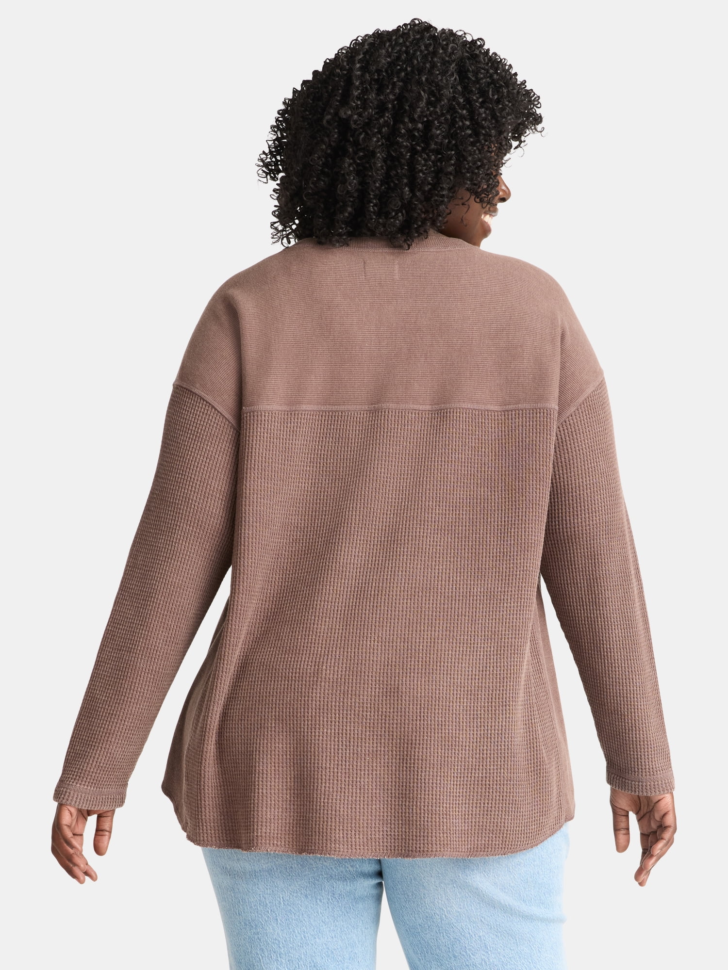 Terra & Sky Women’s Plus Waffle Knit Tunic Top, Sizes 0X-5X