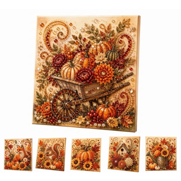 Autumn Pearl Art DIY Kit, Cute 3D Diamond Painting Crafts, DIY Fall Home Decor Wall Art, Beginner DIY Seasonal Party GiftAutumn Pearl Painting Kit, DIY Pumpkin Diamond Pearl Art Craft for Adults