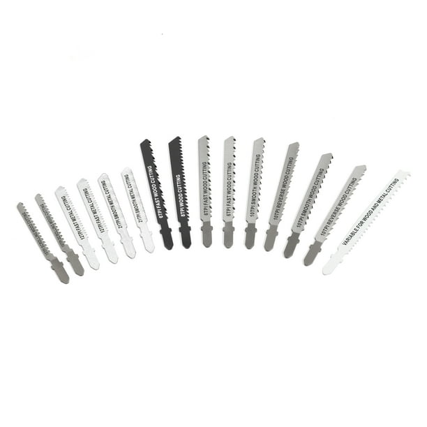 Hyper Tough 15-Piece T-Shank Jigsaw Steel Blade Set in Click Fit