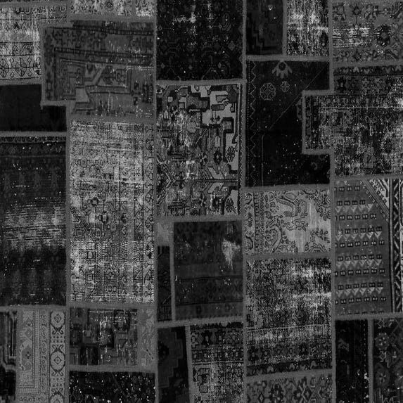 Ahgly Company Indoor Square Patchwork Gray Transitional Area Rugs, 6' Square