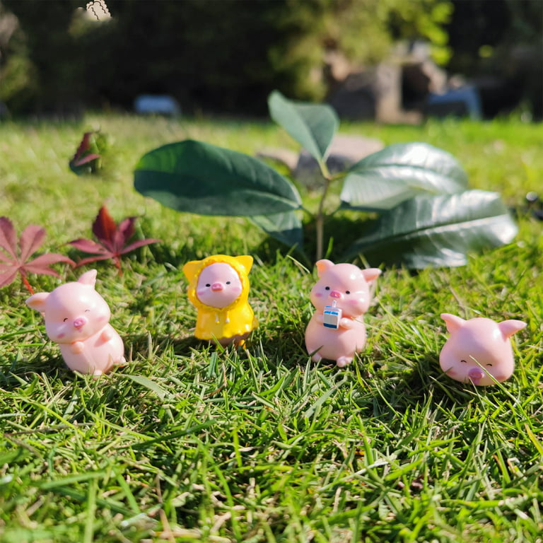 MAOMIA miniature pig figurines 8 pcs, cute pink piggy toy figures cake  toppers for fairy garden decor christmas desk decoration