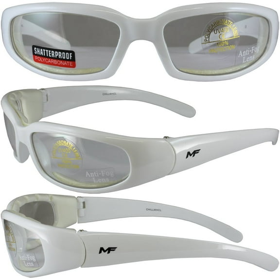 MotoFrames MF Chill Padded Motorcycle Sunglasses White Frames Clear Lens