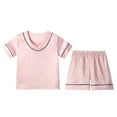 thumbnail image 1 of Pyjama en Satin pour Tout-Petits Enfants Uni Imprimé à Boutons Hauts Unis T-Shirt Shorts 2 Pcs Ensemble de Pyjama d'Été Mode pour Filles Pyjama en Soie pour Filles 2-3T, 1 of 7