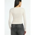 thumbnail image 4 of Scoop Women’s Ribbed Square Neck Top with Long Sleeves, Sizes XS-XXL, 4 of 6