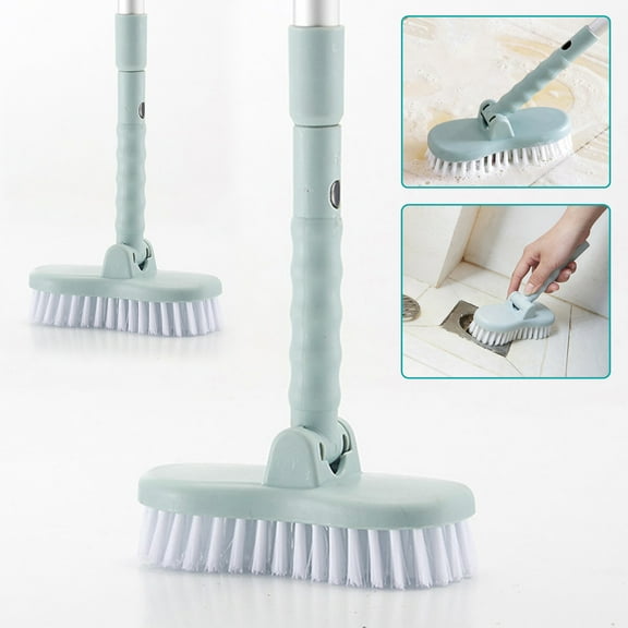 LELINTA 38.6 inches Floor Brush, Retractable Crevice Floor Bathroom Kitchen Bathroom Corner Cleaning Brush, Detachable Brush Heads Long Handled Brush Sweeper Broom