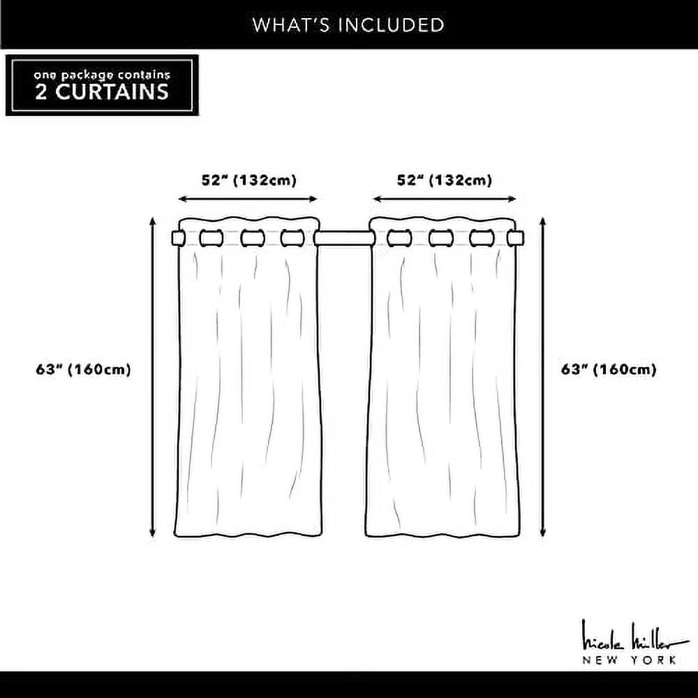 Nicole Miller New York Sawyer Cotton Blend Grommet Top Light Filtering Curtain Panels, 52"x63", Sage, Set of 2