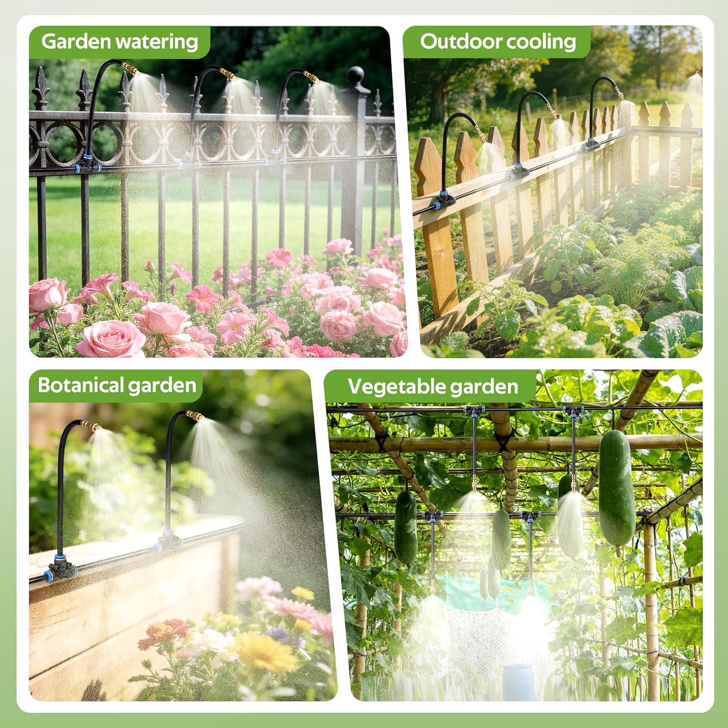50 FT Drip Irrigation Kit with Adjustable Nozzles and Quick Connect, Automatic Garden Drip Irrigation System for Raised Bed Garden, Greenhouse, Containers, Potted Plants