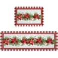 thumbnail image 3 of Kitchen Rug Mat Christmas Poinsettia Flower, Set of 2, Anti-Fatigue Non-Skid Washable Kitchen Runner Rugs, Buffalo Plaid Soft Comfort Rug for Kitchen, Floor Home, Front of Sink, Laundry, 3 of 6