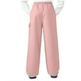 thumbnail image 6 of XUNKUSGA Pants for Girls 5-15Y Solid Color Elastic Waist Girls Cargo Pants Loose Straight Leg Sweatpants For Girl with Pockets Fashion Casual Outerwear Sweatpants Pink, 6 of 9