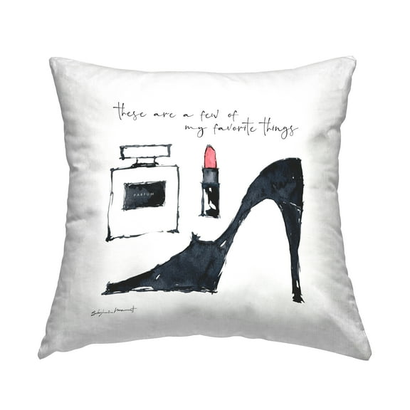 Stupell Industries Favorite Things Glam Fashion Accessories Phrase Design by Stephanie Workman Marrott Throw Pillow