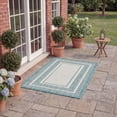 thumbnail image 4 of SAFAVIEH Courtyard Ercan Bordered Indoor/Outdoor Area Rug, Ivory/Aqua, 10' x 14', 4 of 16