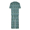 thumbnail image 5 of Two Piece Summer Pajamas Sets for Women Trendy Floral Print Lounge Set Short Sleeve Sleepwear Top and Capri Pants, 5 of 6