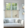 thumbnail image 4 of Christmas Pine Cones Sheer Curtains 45 Inch Long 2 Panels, Winter Vintage Beige Brown Striped Linen Bottom Light Filtering Rod Pocket Semi Sheer Curtains, Sheer Voile Drapes for Living Room, 52"x45", 4 of 5