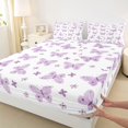 thumbnail image 3 of Homewish 3D Butterfly Printed Full Size Sheets,Boho Butterflies Flower Bed Sheets,Purple White Sheet Sets For Girl Kids,Luxury Bedroom Decor,4pcs, 3 of 7