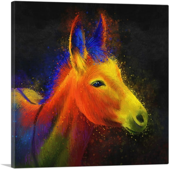 ARTCANVAS Donkey Mule Wild Ass Domesticated Farm Animal Canvas Art Print - Size: 18" x 18" (0.75" Deep)