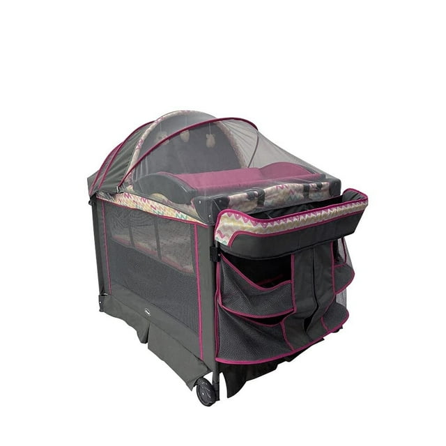 Cuna de Viaje para Bebé | Corral Mecedora 2 en 1 | Verona - Baby Boys | Rosa | De 0 a 3 Años, 2 Niveles, Con Mosquitero | Artículos para Bebés - Recién Nacidos