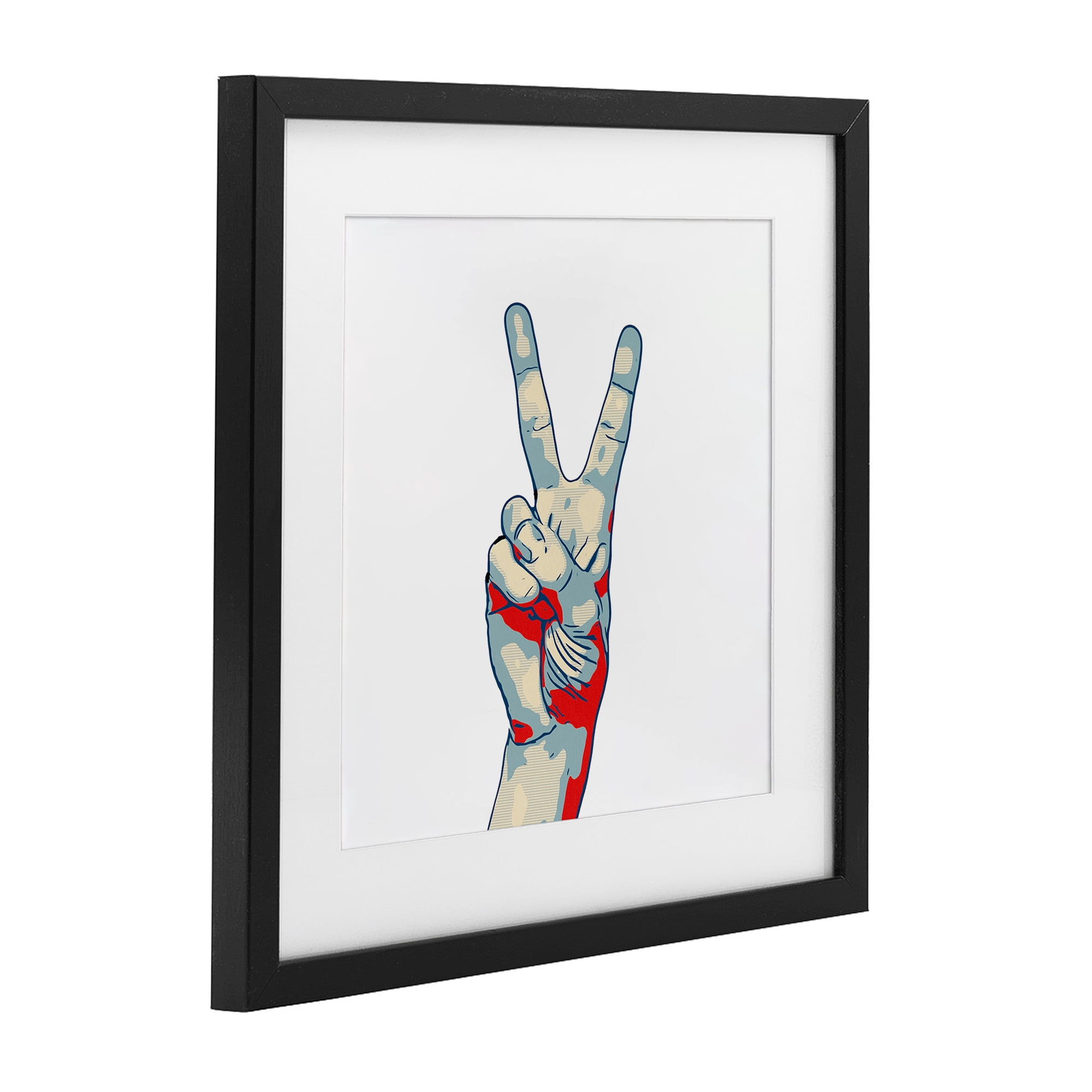 Stupell Industries Pop Style Peace Gesture Black Framed Print Under Glass, design by Kim Curinga
