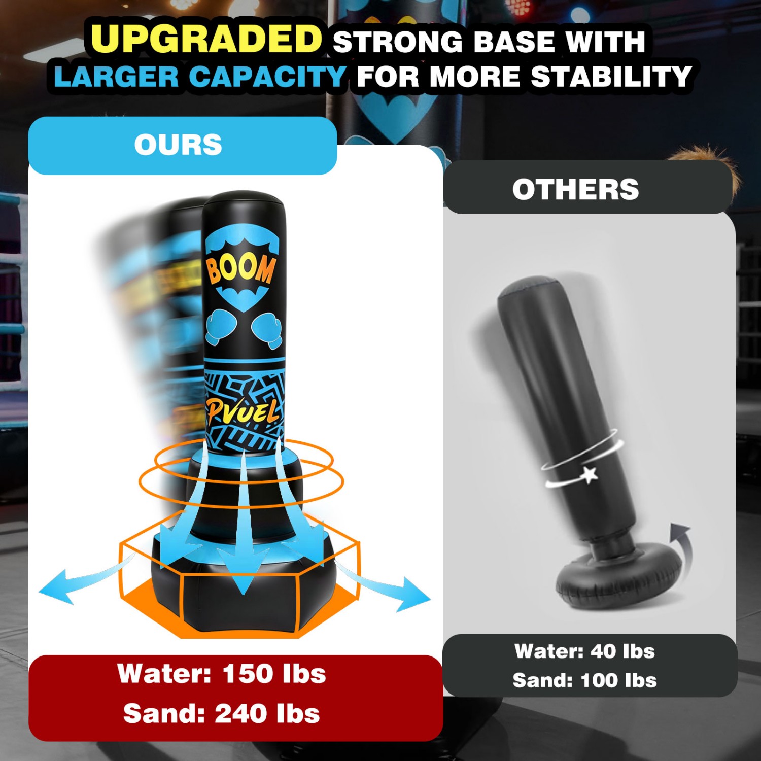 67inch Boxing Punching Bag Set for Adults Teens, Inflatable Boxing Freestanding with Gloves, Pump for Kids Children Youth Men Boxing Training Equipment MMA Fitness Home Gym, Blue