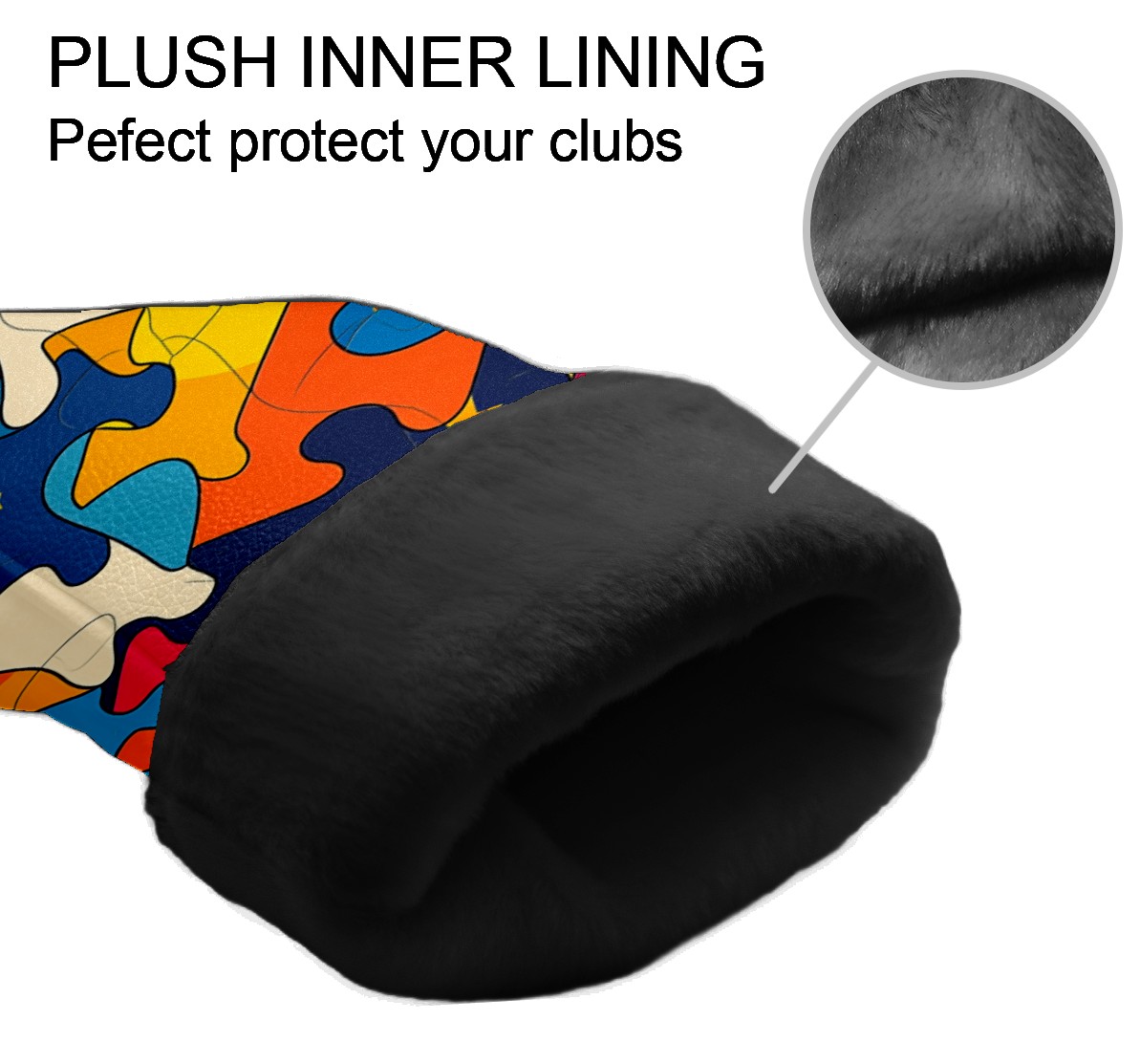 Golf Club Head Covers Color Puzzle PU Leather, Waterproof for Fairway Woods Hybrids
