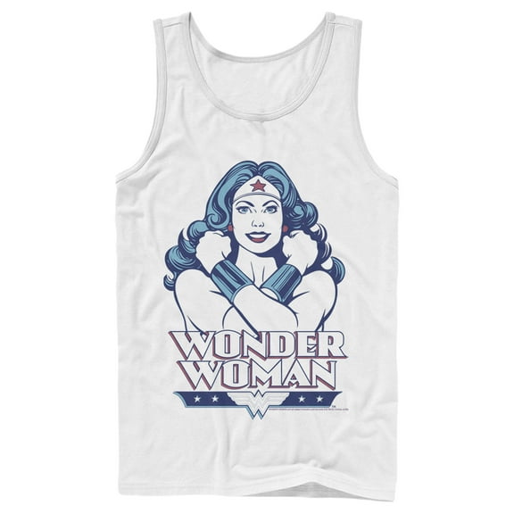 Men's Justice League Cross Chest Portrait Tank Top White Large