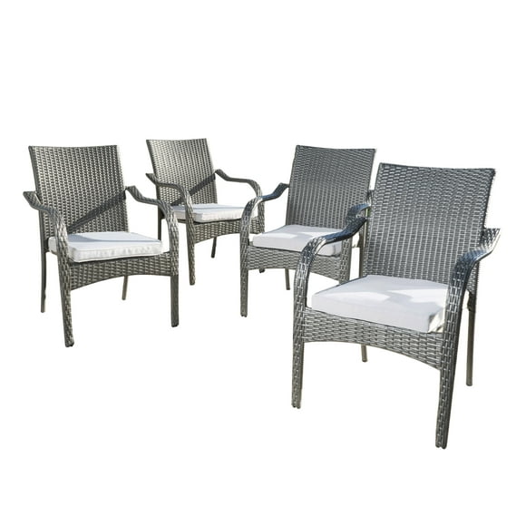 Christopher Knight Home Outdoor Dining, Cliff Grey Wicker Outdoor Dining Chair