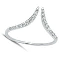 thumbnail image 4 of Open Pointed Chevron Wave Clear CZ Ring .925 Sterling Silver Band White Jewelry Female Size 5, 4 of 4