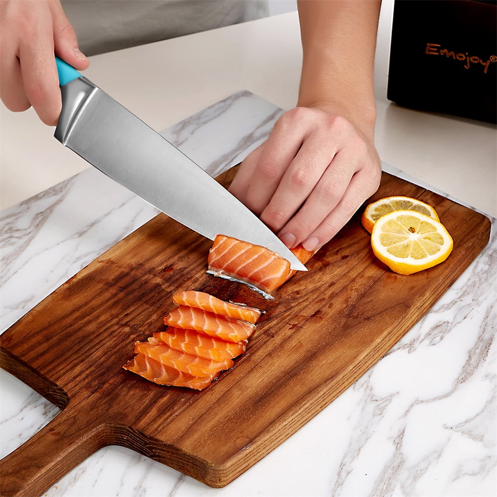  AWinjoy Knife Sets, 15 Pieces High Carbon Stainless Steel  Kitchen Knife Set With Block, Kitchen Accessories Wood Handle Chef Knife Set:  Home & Kitchen