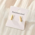 thumbnail image 2 of 10 Pair Cuboid Ion Plating(IP) 304 Stainless Steel Stud Crawler Earrings Hypoallergenic Earrings Climber Earrings Real 18K Gold Plated 10x2x1.8mm Pin: 0.8mm, 2 of 5