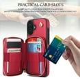 thumbnail image 3 of Compatible with iPhone 16 Plus 6.7 inch Wallet Phone Case Tempered Glass Screen Protector Wrist Crossbody Strap Stand Credit Card Holder RFID Slot Cell Cover for i Phone16 16+ i16 + Women Girls Red, 3 of 9