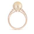 thumbnail image 2 of Angara Golden South Sea Cultured Pearl and Leaf Ring with Diamonds in 14K Rose Gold for Women | June Birthstone Jewelry for Her, 2 of 8
